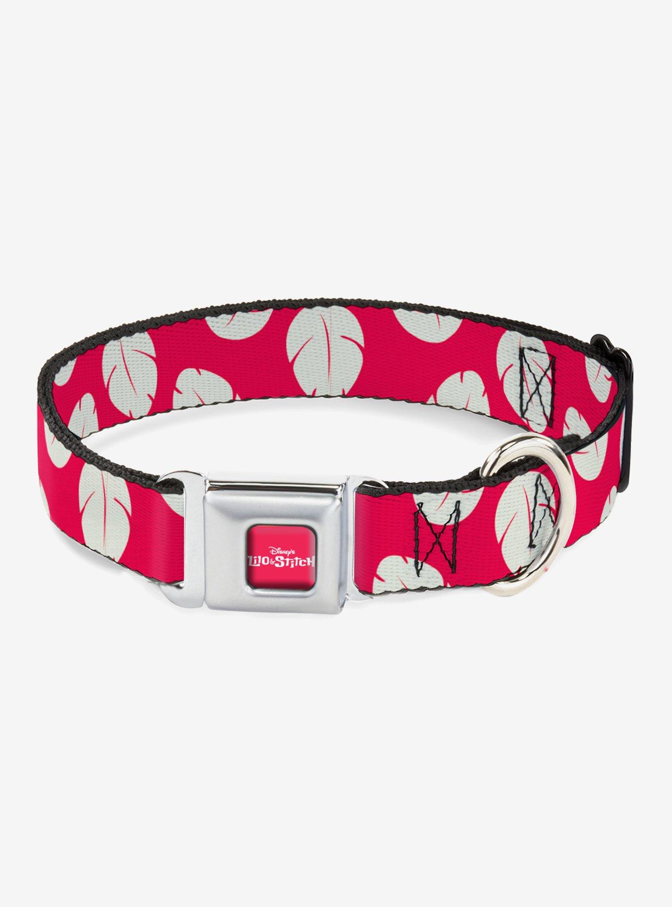 Disney Lilo & Stitch Bounding Lilo Dress Leaves Seatbelt Buckle Dog Collar, BLACK, hi-res