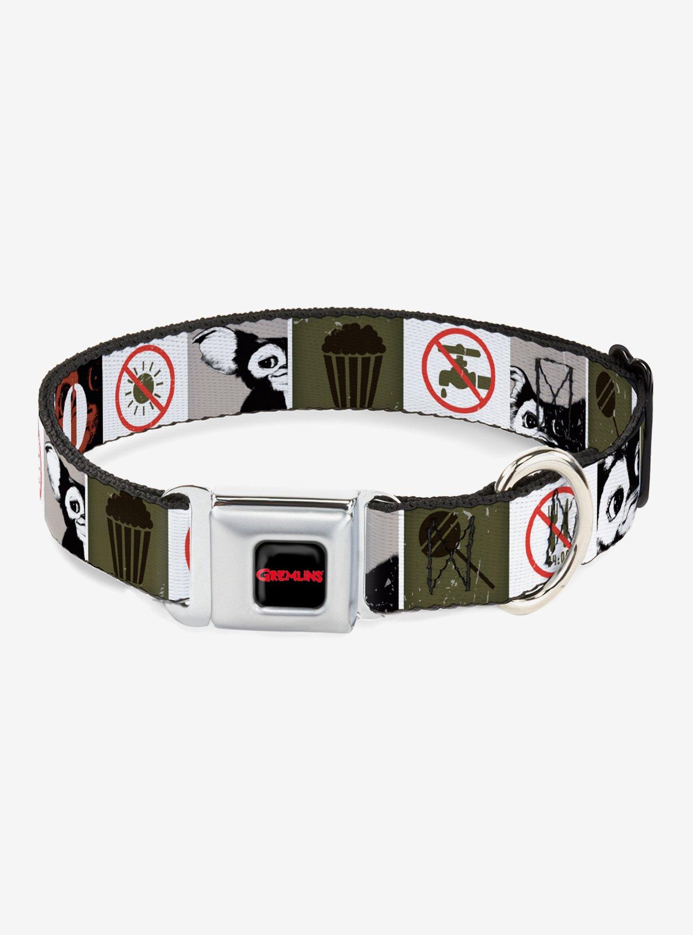 Gremlins Gizmo Poses Rules Blocks Seatbelt Buckle Dog Collar, BLACK, hi-res