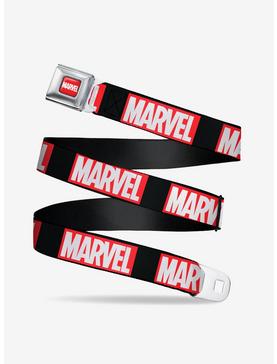 Marvel Brick Black Red White Logo Seatbelt Belt, , hi-res