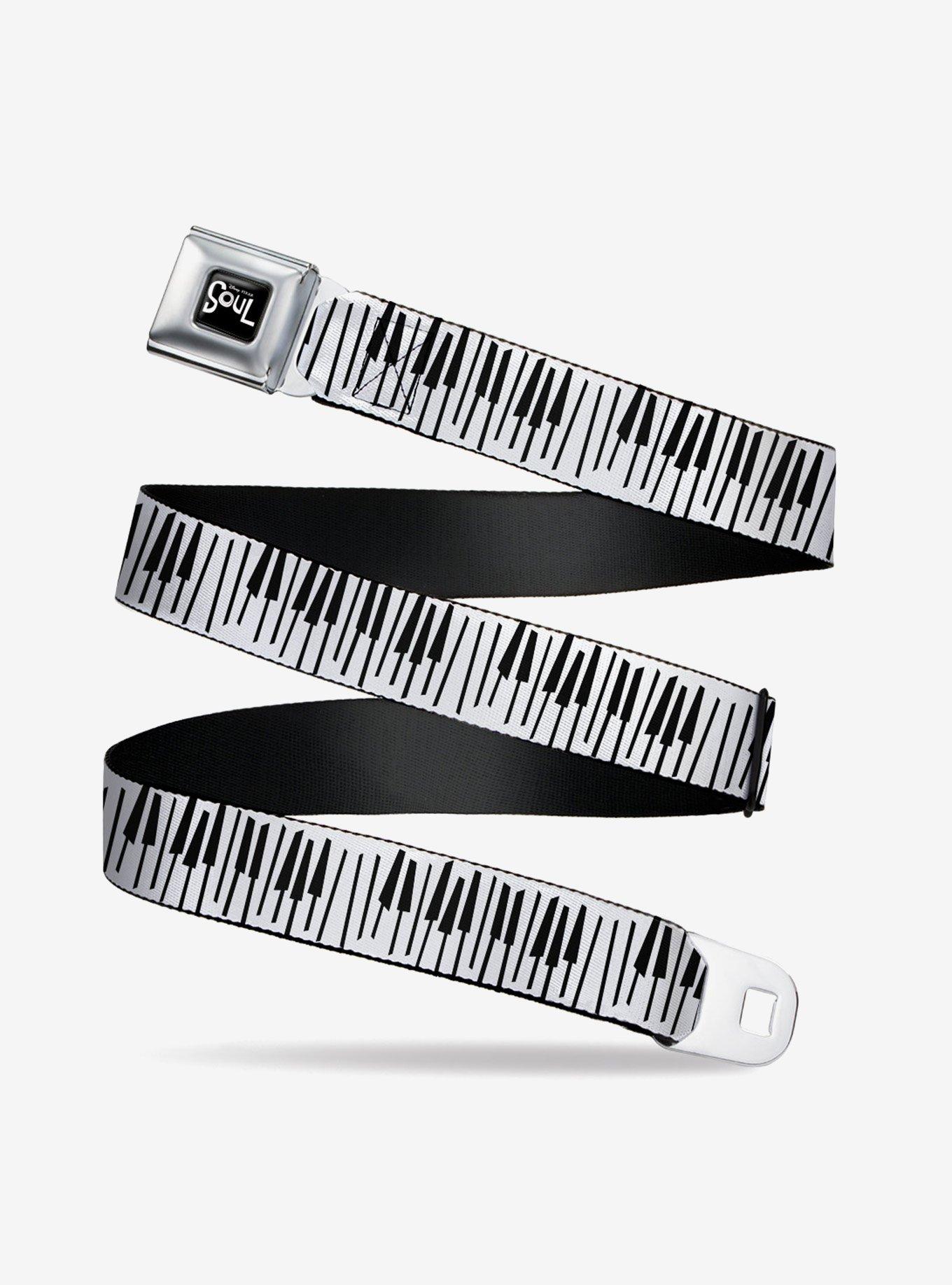 Soul Piano Keys White Black Seatbelt Belt, BLACK, hi-res