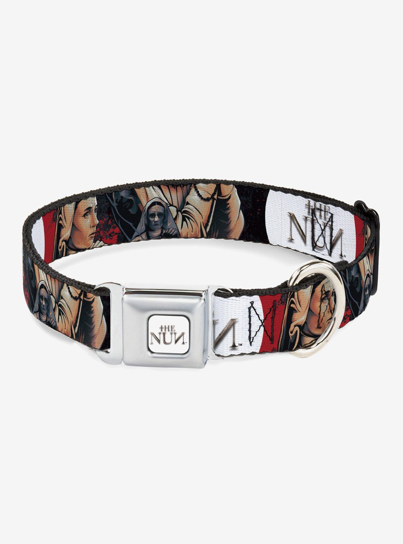 The Nun Sister Irene Poses Collage Seatbelt Buckle Dog Collar, BLACK, hi-res