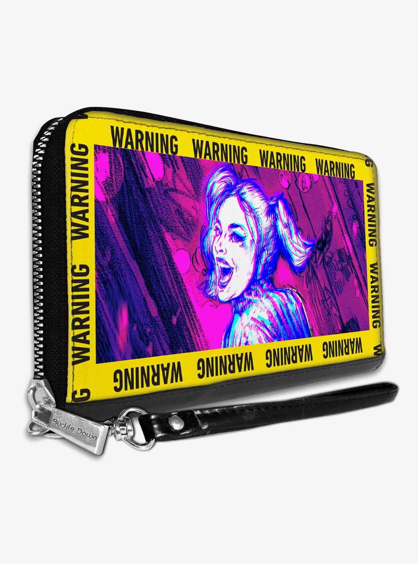 DC Comics Birds of Prey Harley Quinn Warning Zip Around Wallet, , hi-res