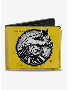 DC Comics Batman Tech Action Pose Bat Logo Yellow Black White Bi-fold Wallet, , hi-res