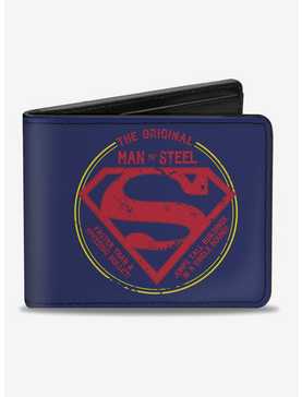 DC Comics Superman The Original Man Of Steel Badge Blue Bi-fold Wallet, , hi-res