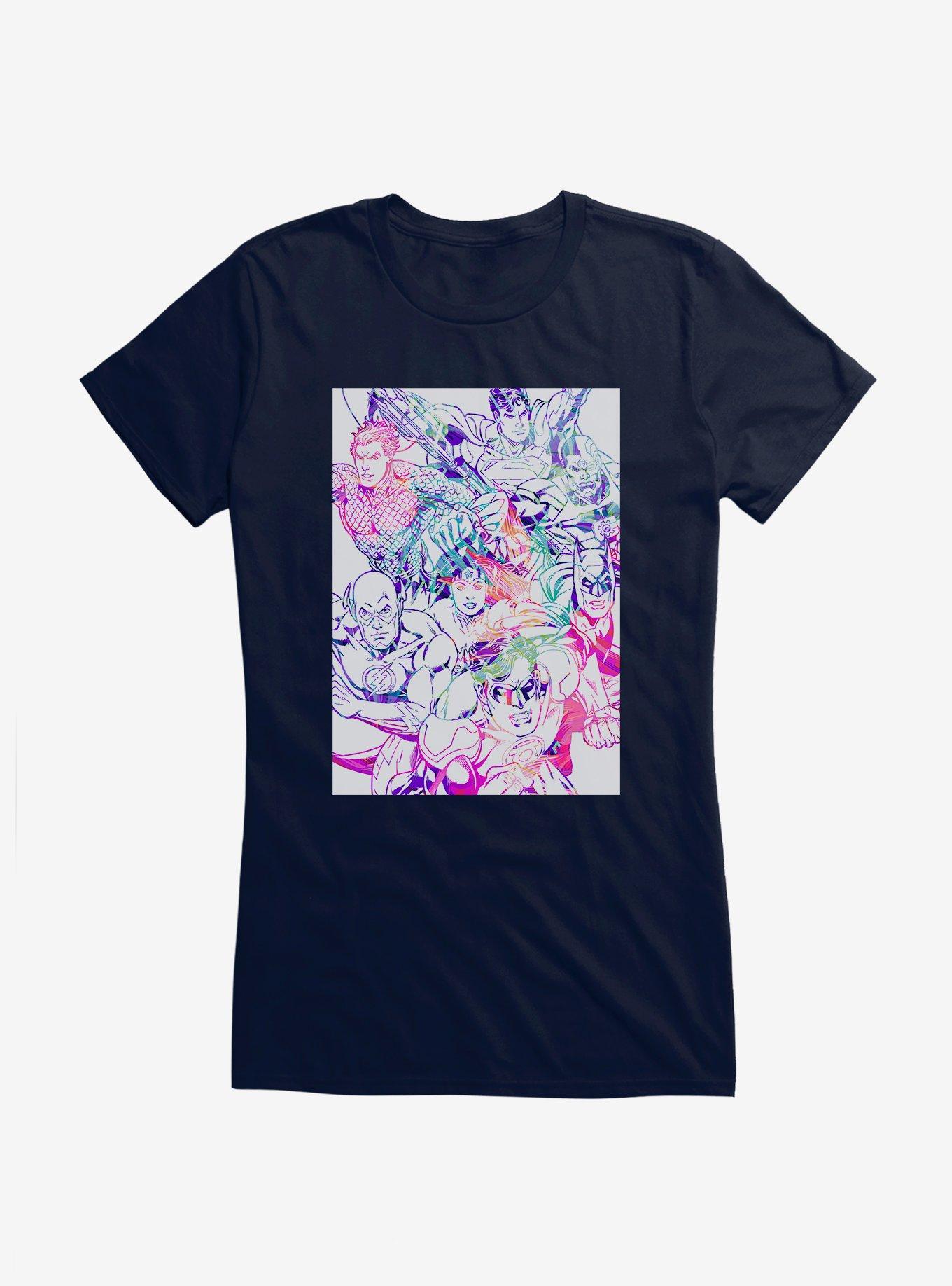 DC Comics Justice League Group Outlined Girls T-Shirt, , hi-res