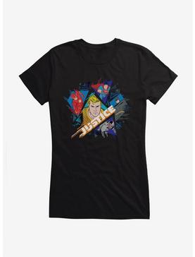 DC Comics Justice League Group Vintage Girls T-Shirt, BLACK, hi-res