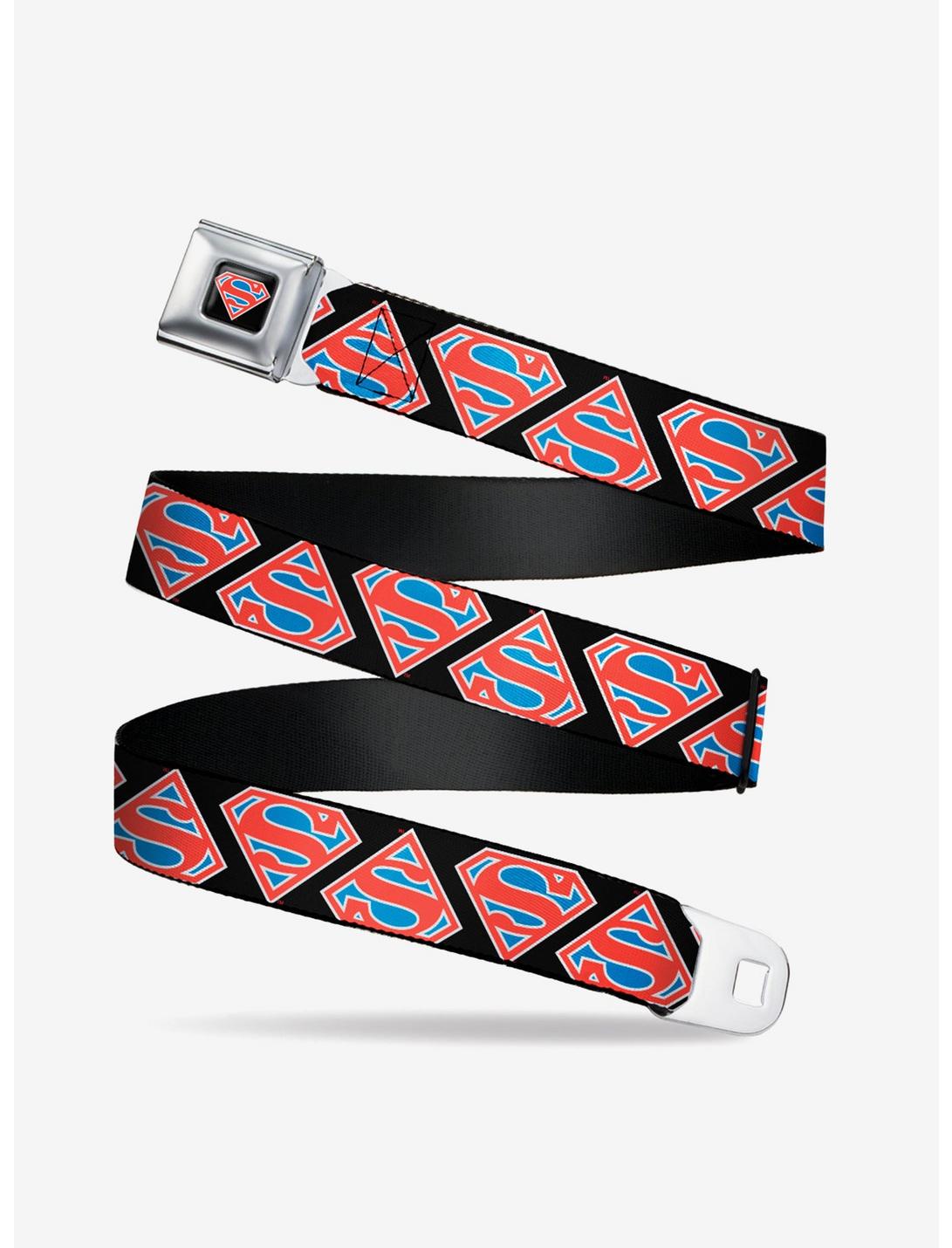 DC Comics Superman Shield Flip Americana Seatbelt Belt, BLACK, hi-res