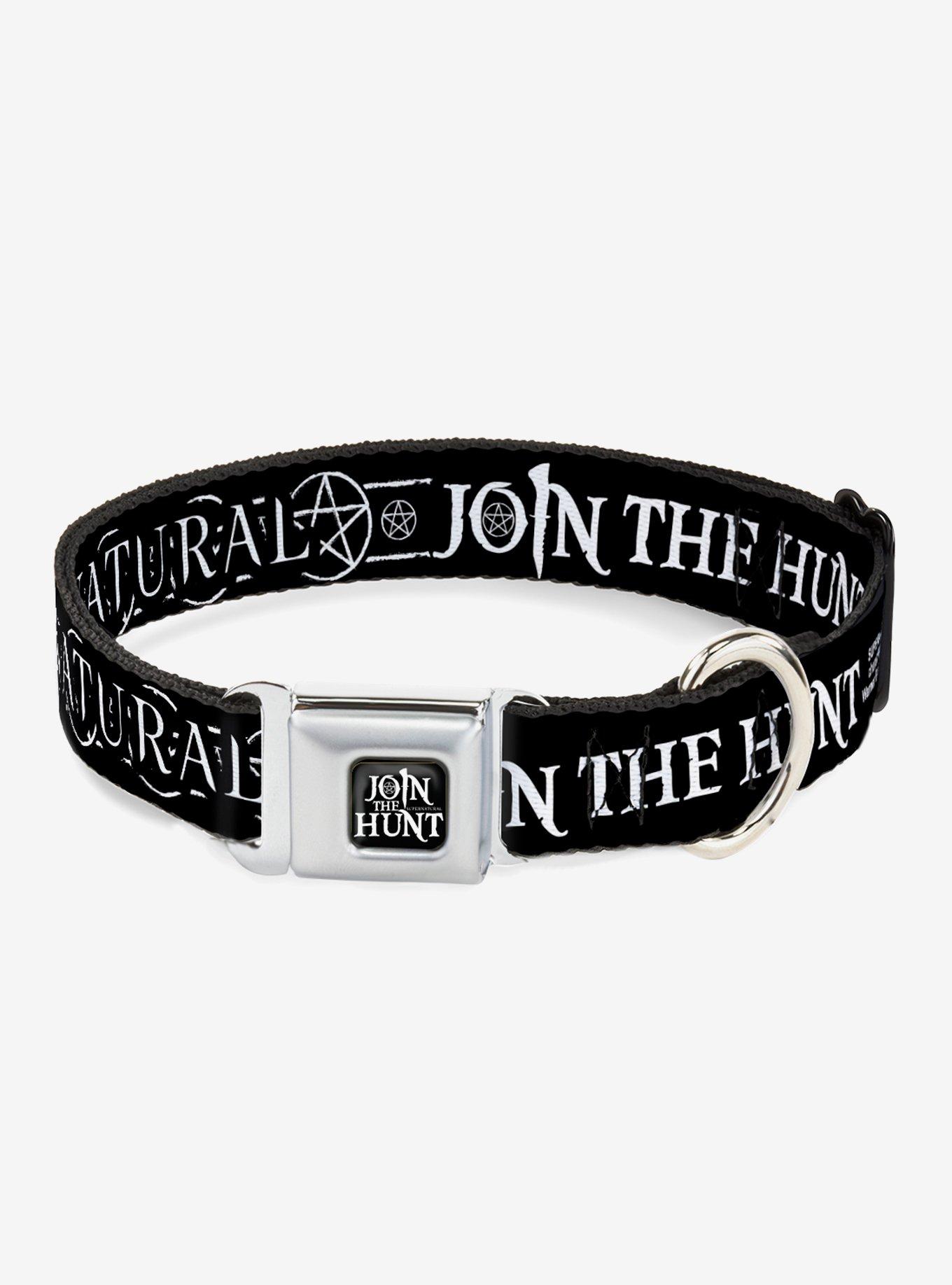 Supernatural Join The Hunt Icons Logo Pentagrams Seatbelt Buckle Dog Collar, , hi-res