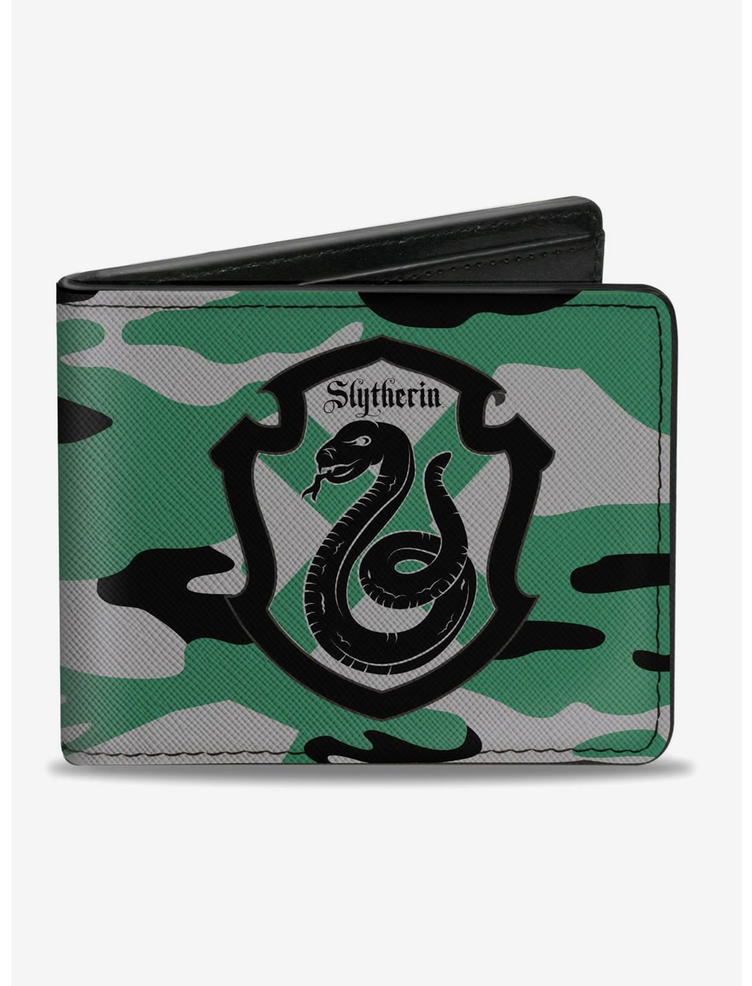 Harry Potter Slytherin Crest Camo Green Bi-fold Wallet, , hi-res