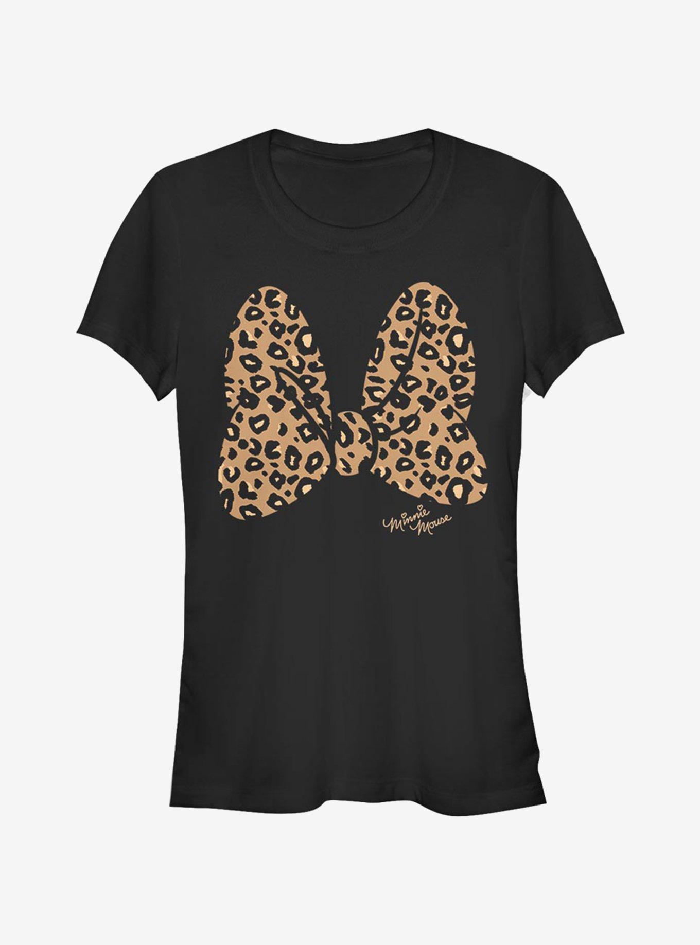 Disney Minnie Mouse Animal Print Bow Girls T-Shirt, BLACK, hi-res