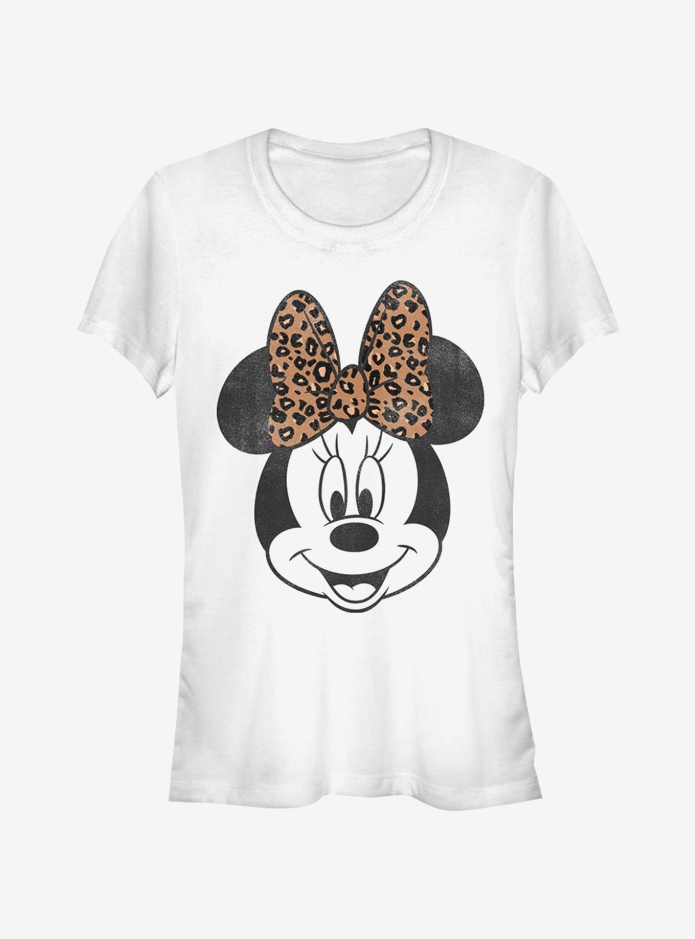 Disney Minnie Mouse Modern Minnie Face Leopard Girls T-Shirt, WHITE, hi-res