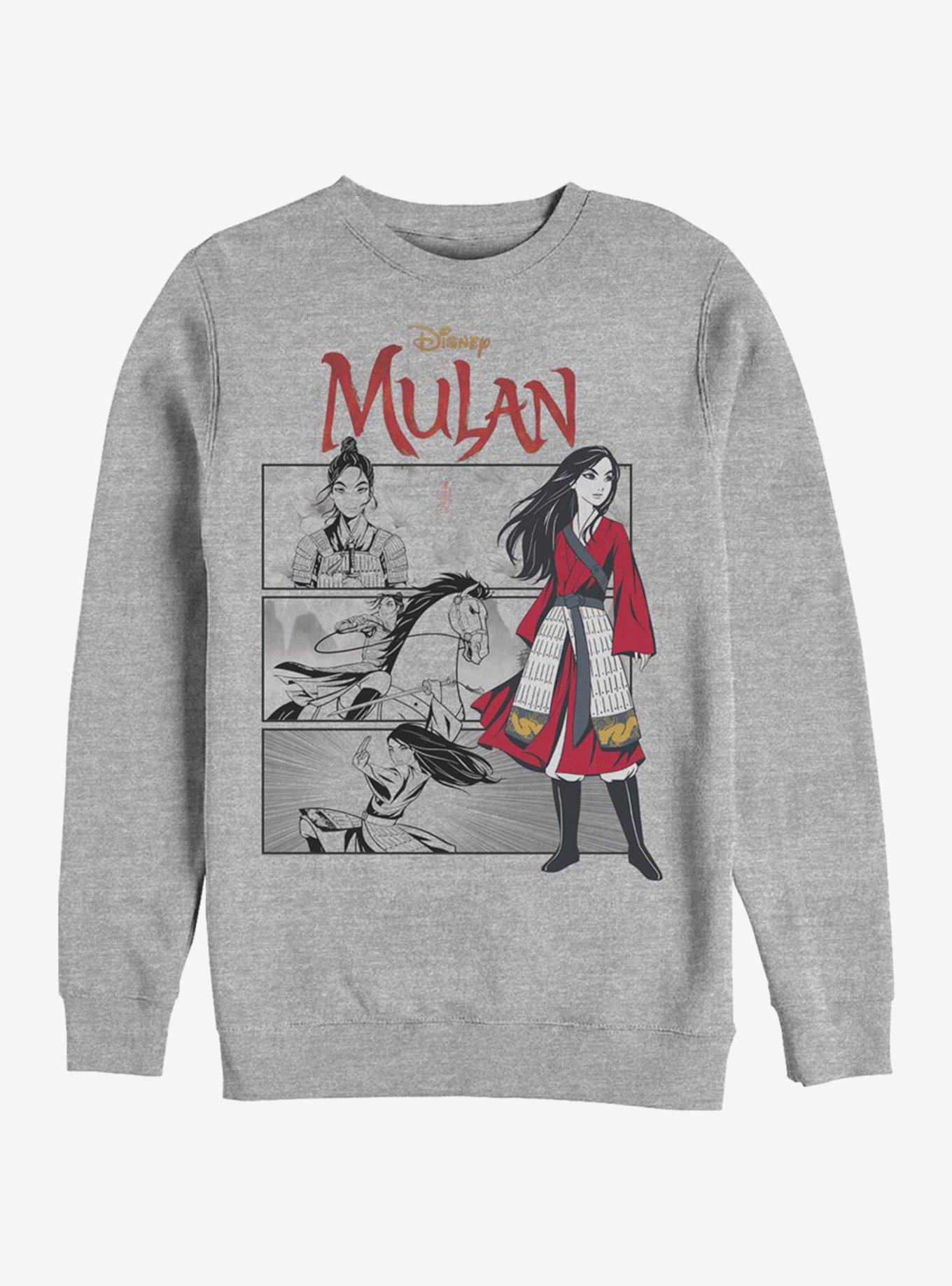 Disney Mulan Mulan Comic Panels Crew Sweatshirt, ATH HTR, hi-res
