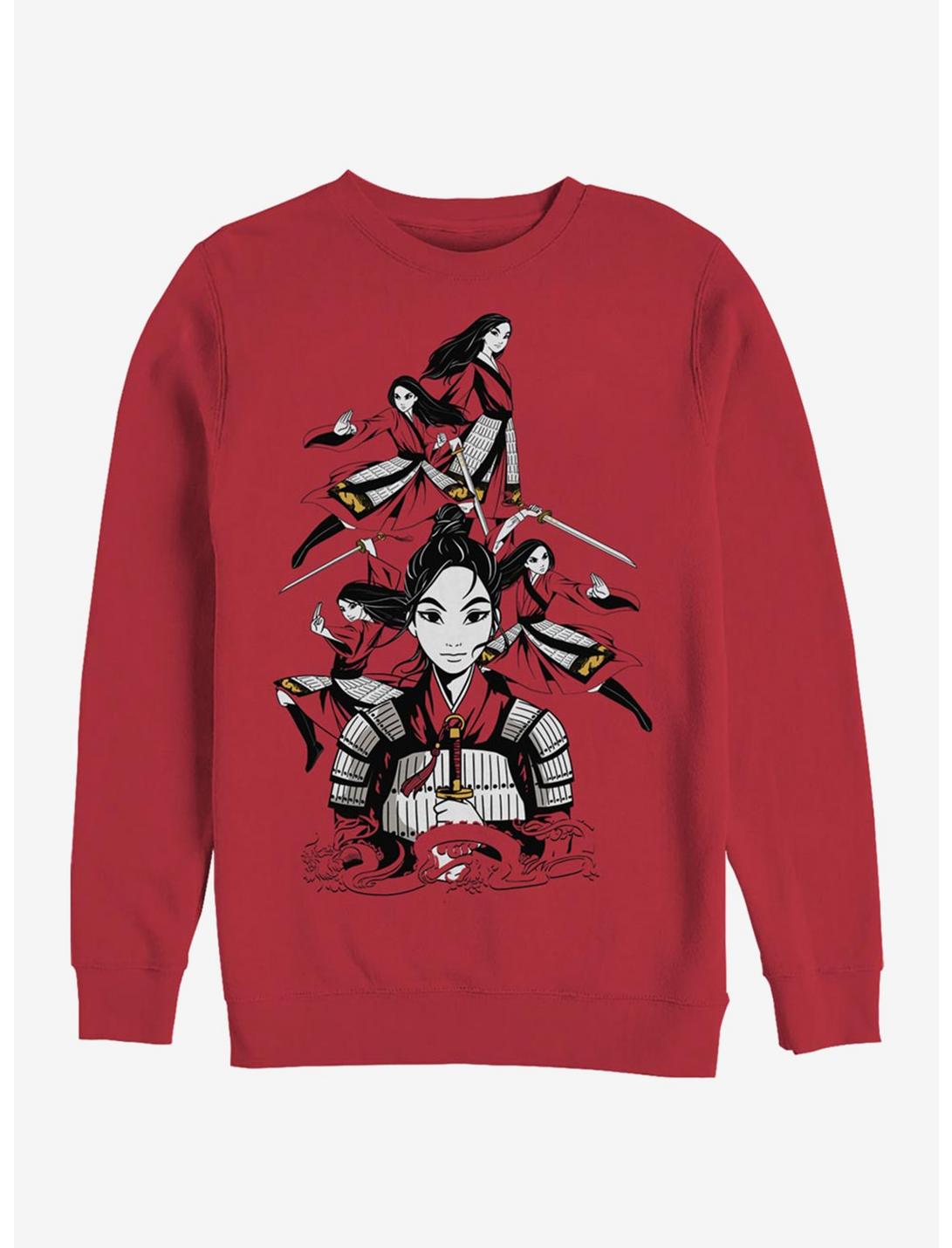 Disney Mulan Mulan Poses Crew Sweatshirt, RED, hi-res