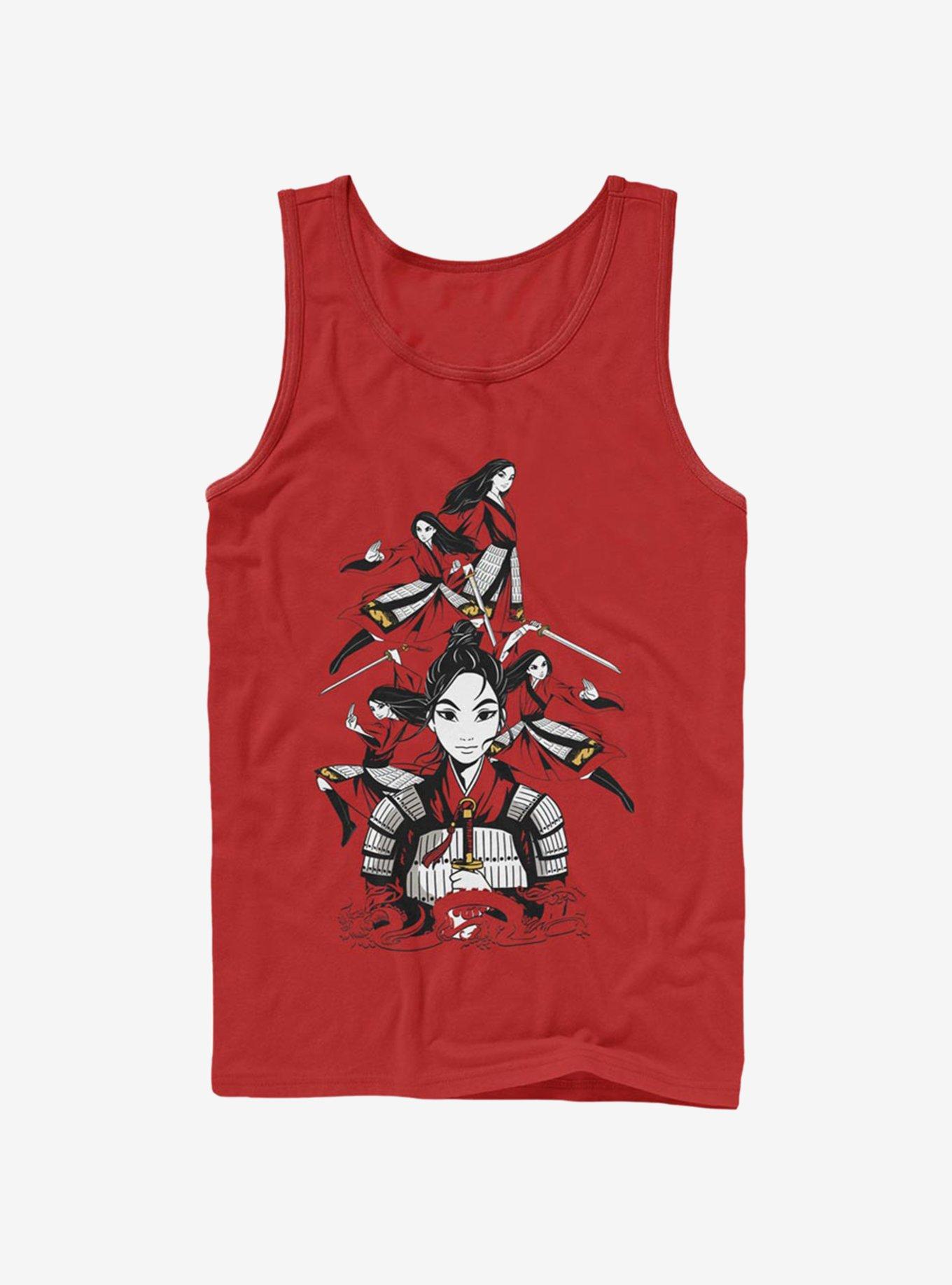 Printed Thin Strap Tank Top in San Fran/mulan Red