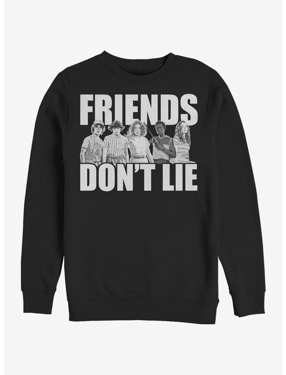 Stranger Things Cast Friends Don't Lie Sweatshirt, BLACK, hi-res