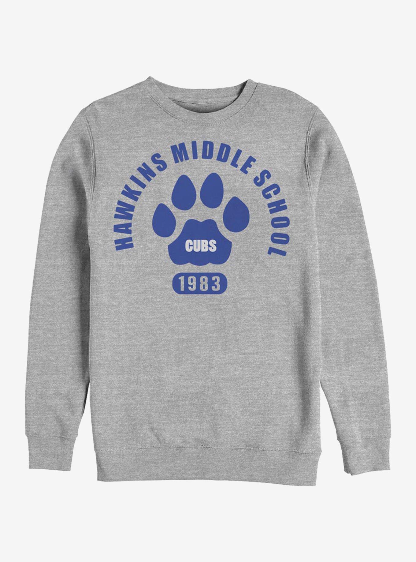 Stranger Things Hawkins Cubs Paw Emblem Sweatshirt, ATH HTR, hi-res