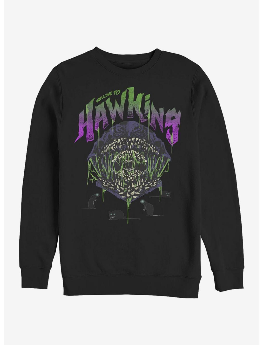 Stranger Things Welcome To Hawkins Sweatshirt, BLACK, hi-res