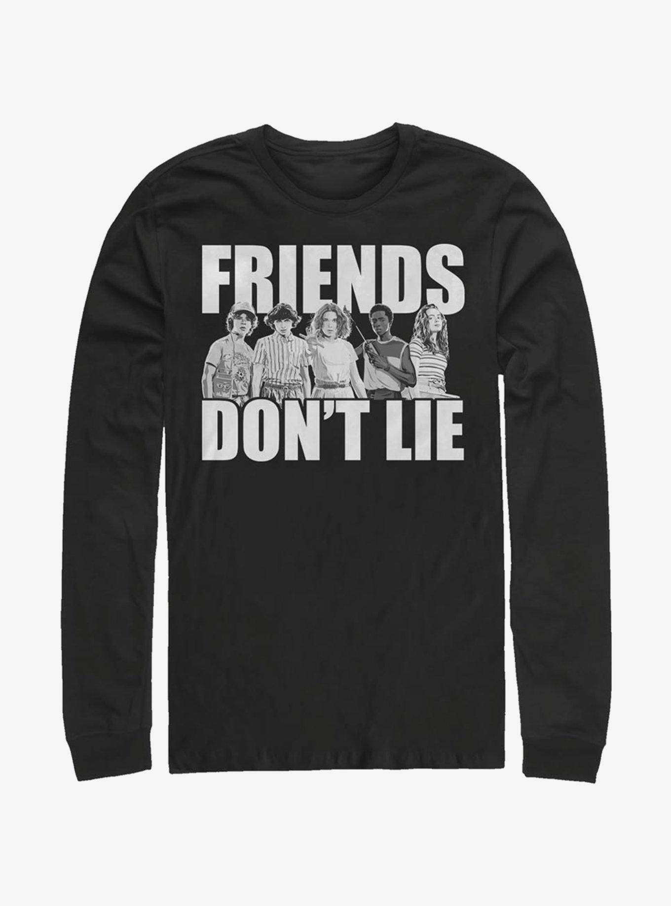 Stranger Things Cast Friends Don't Lie Long-Sleeve T-Shirt - BLACK ...