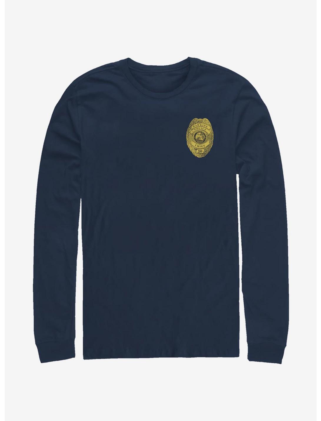 Stranger Things Hawkins Police Badge Long-Sleeve T-Shirt, NAVY, hi-res