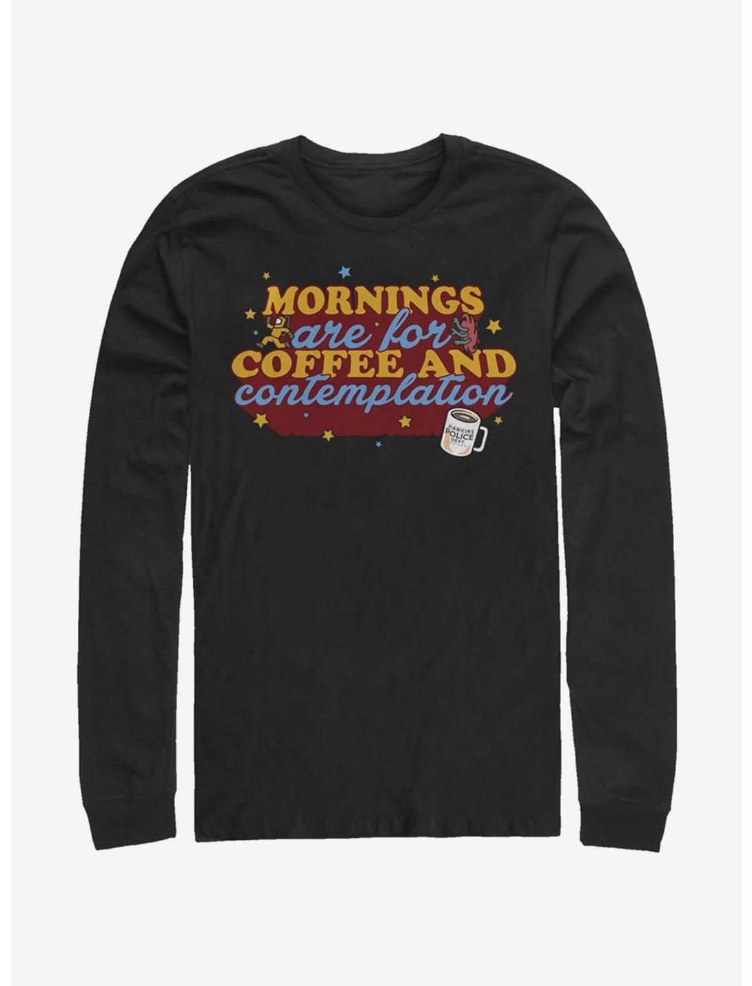 Stranger Things Coffee Contemplations Long-Sleeve T-Shirt, BLACK, hi-res