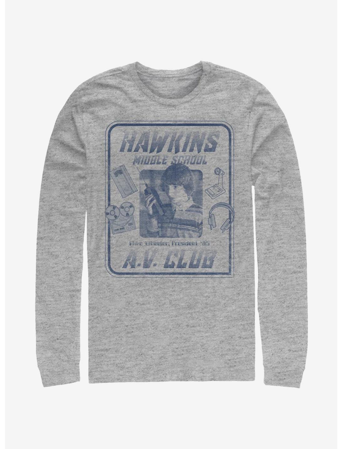 Stranger Things Mike Hawkins AV President Long-Sleeve T-Shirt, ATH HTR, hi-res