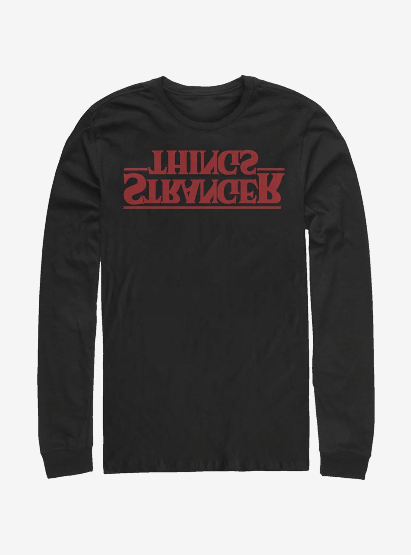 Stranger Things Upside Down Logo Long-Sleeve T-Shirt, BLACK, hi-res
