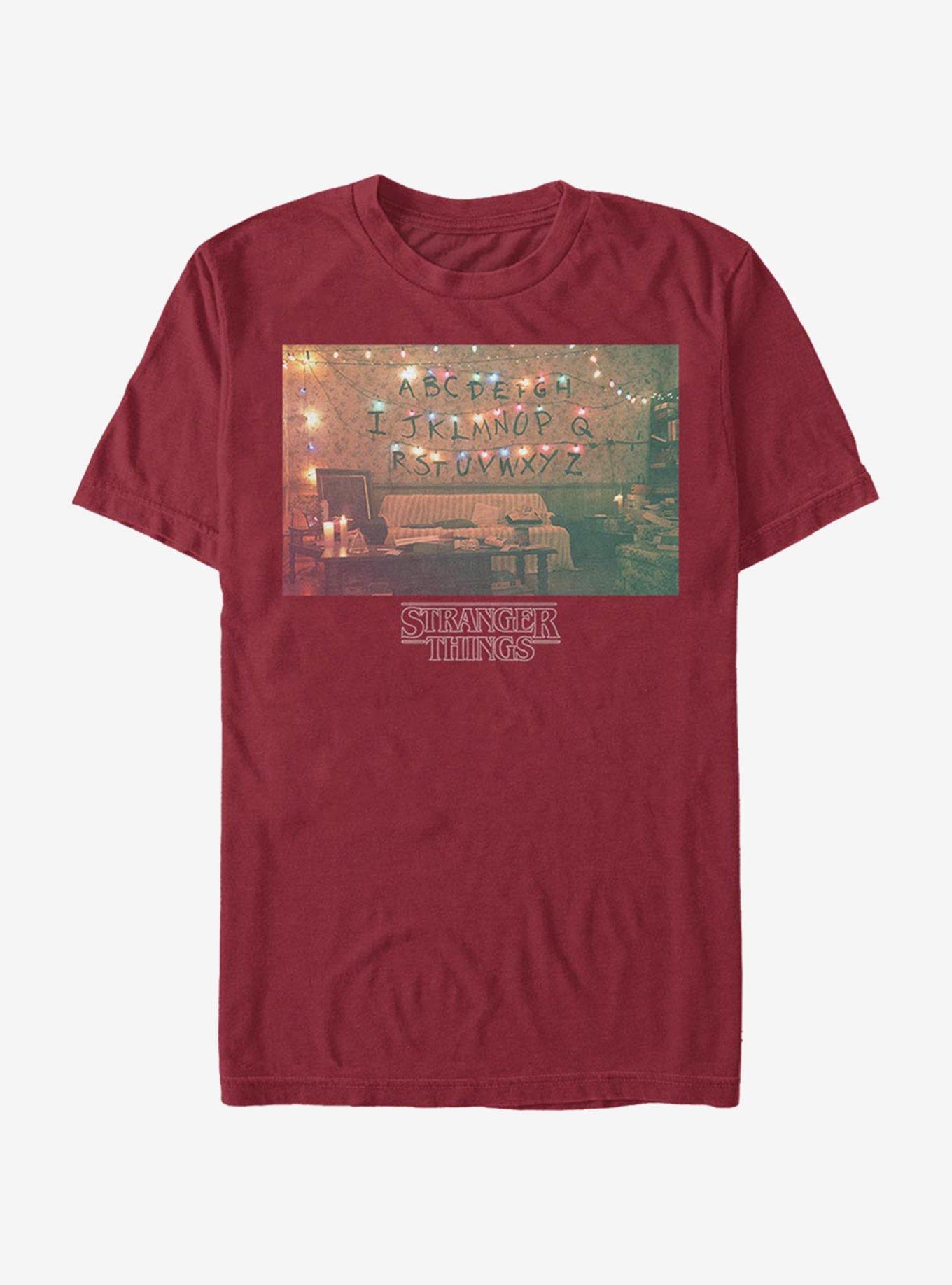 Stranger Things Christmas Lights T-Shirt, CARDINAL, hi-res