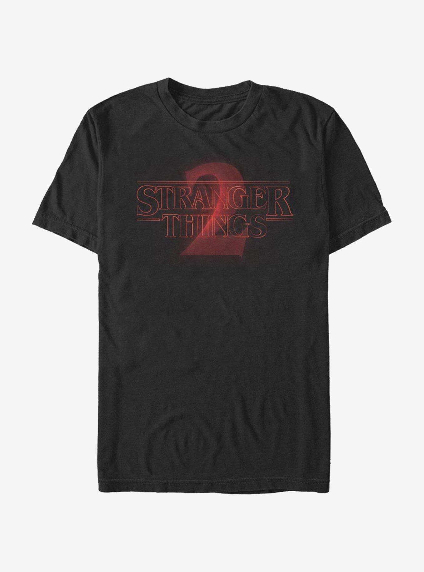 Stranger Things Two Neon logo T-Shirt, BLACK, hi-res