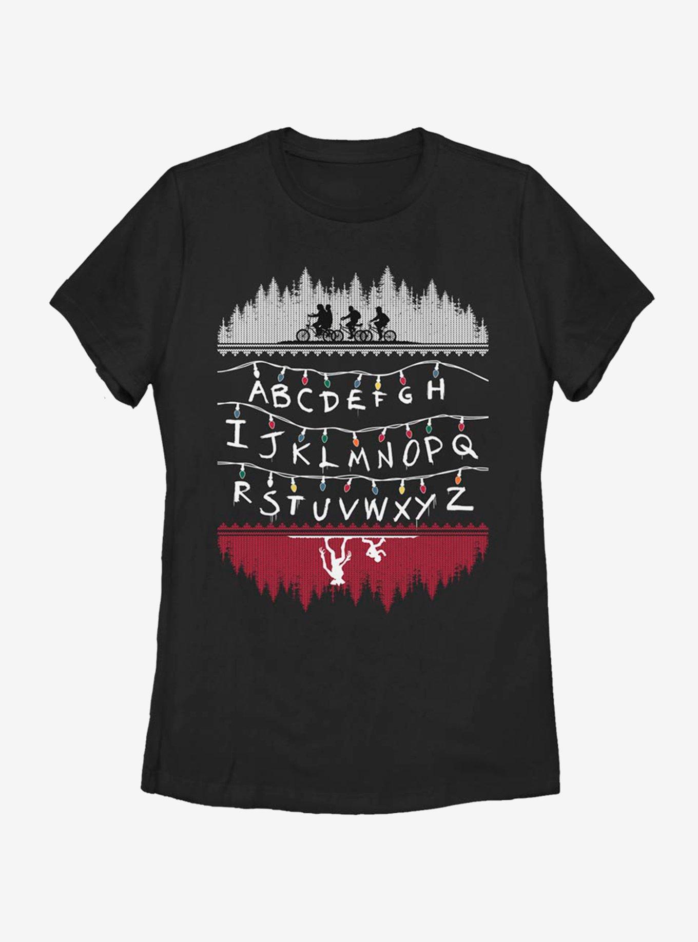 Stranger Things Alphabet Lights Womens T-Shirt, BLACK, hi-res