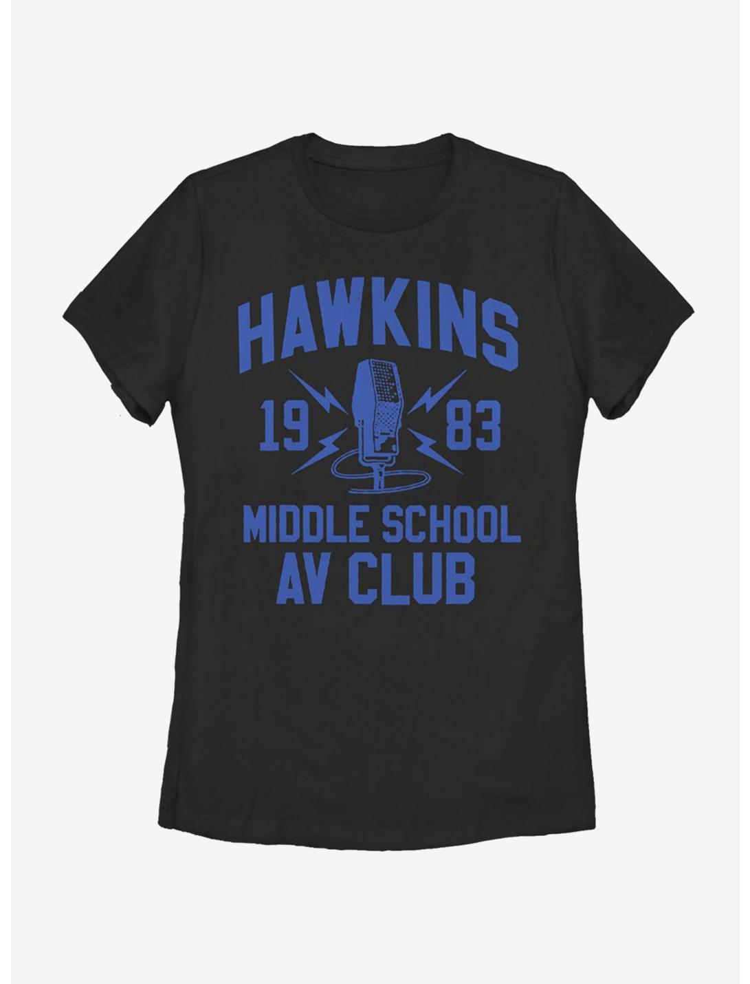 Stranger Things Hawkins AV Club Womens T-Shirt, BLACK, hi-res