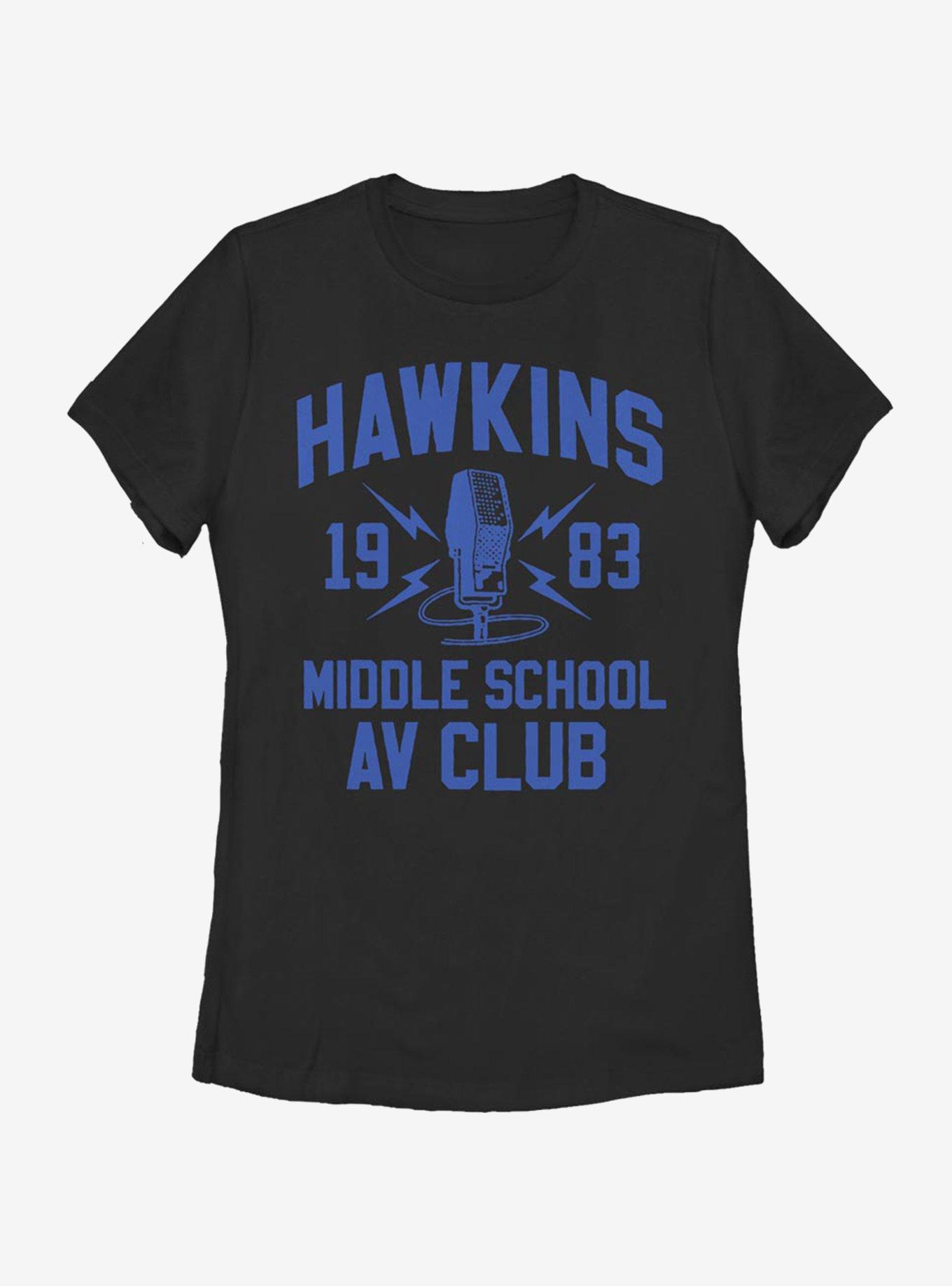 Stranger Things Hawkins AV Club Womens T-Shirt, BLACK, hi-res