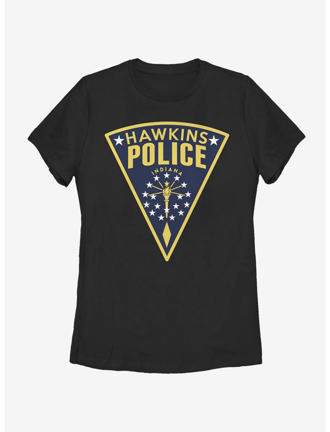 Stranger Things Hawkins Police Seal Womens T-Shirt, BLACK, hi-res
