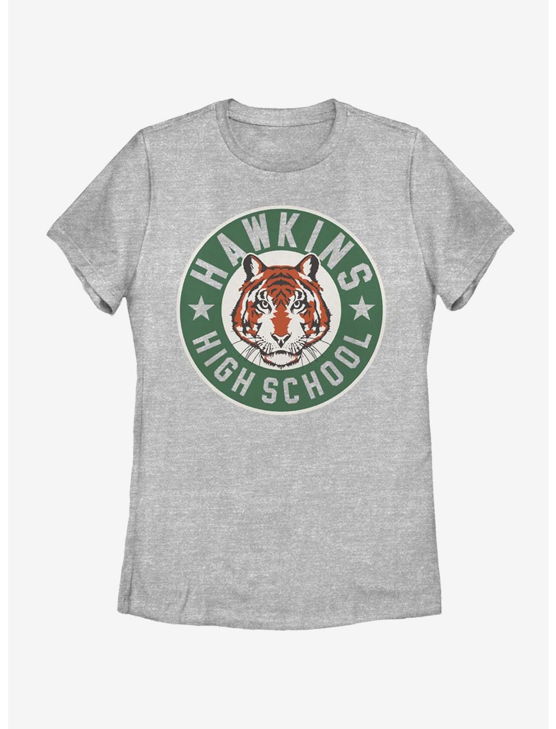 Stranger Things Hawkins High Tiger Emblem Womens T-Shirt, ATH HTR, hi-res