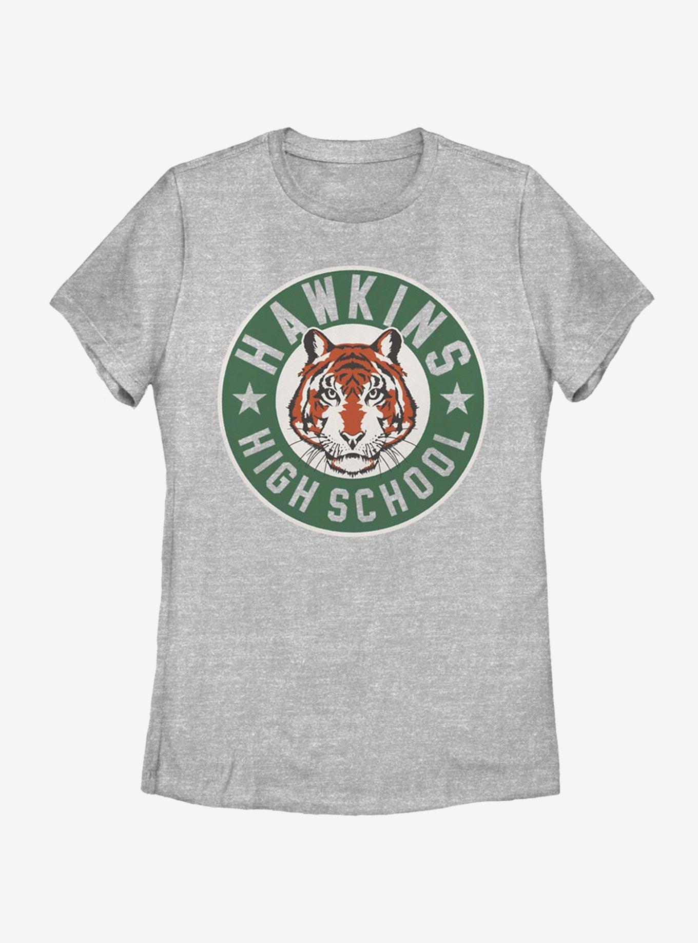 Stranger Things Hawkins High Tiger Emblem Womens T-Shirt, ATH HTR, hi-res