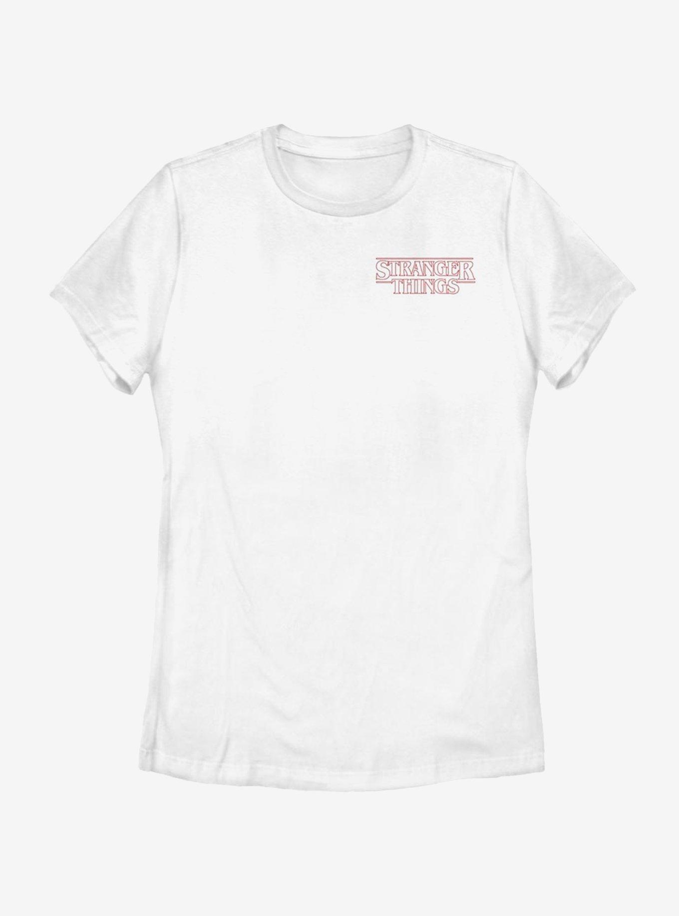 Stranger Things Red Outline Pocket Womens T-Shirt