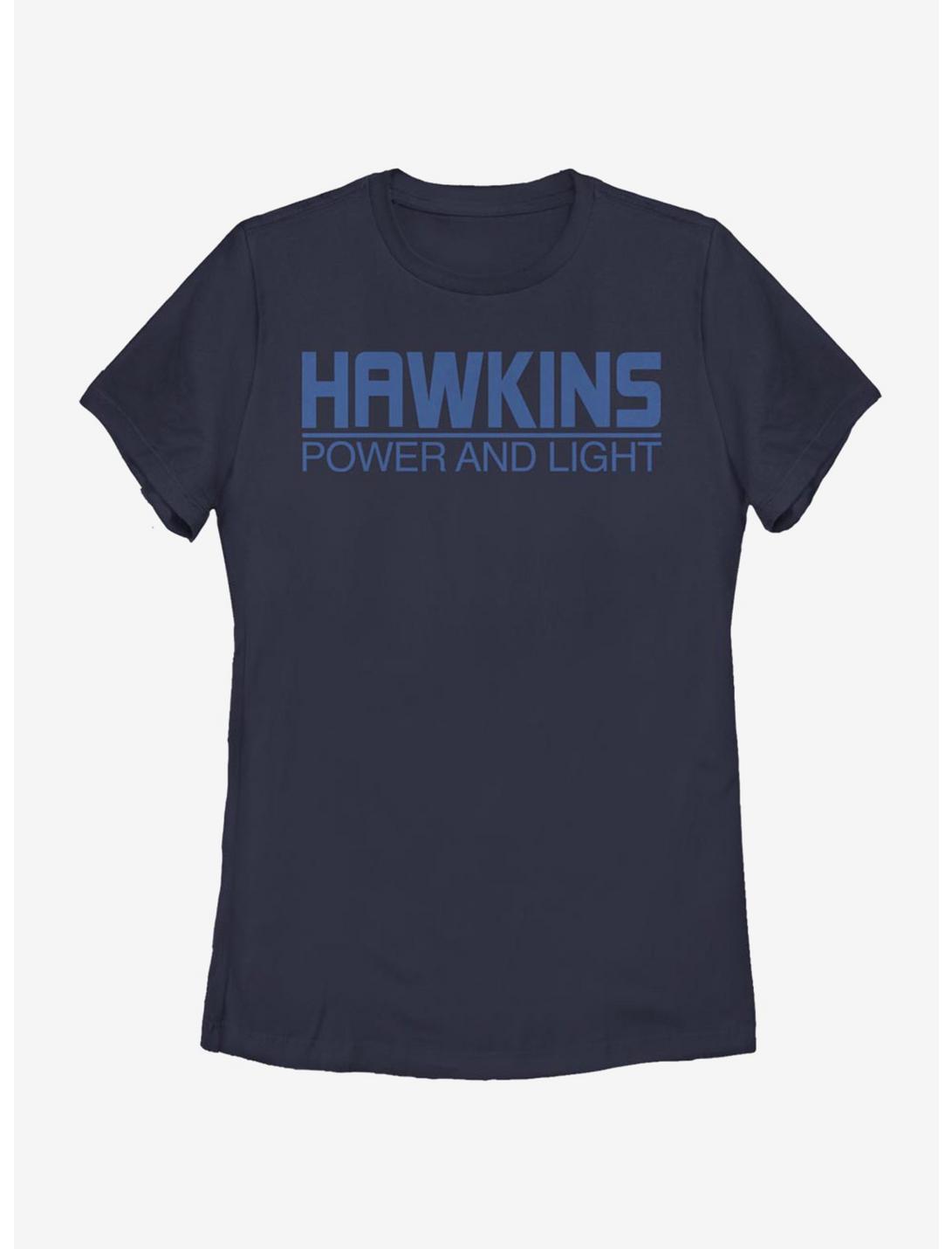 Stranger Things Hawkins Power And Light Womens T-Shirt, NAVY, hi-res