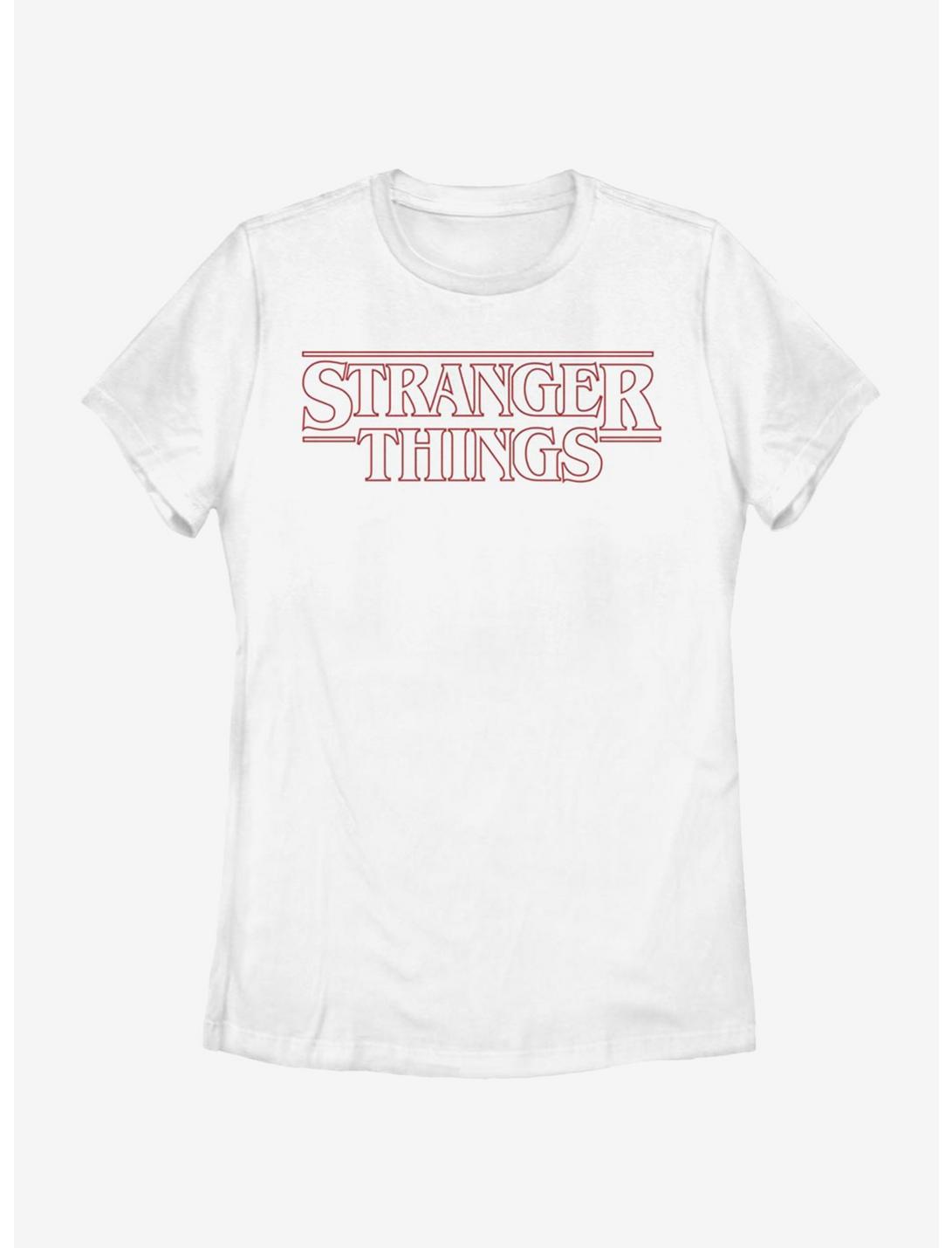Stranger Things Red Outline Logo Womens T-Shirt, WHITE, hi-res