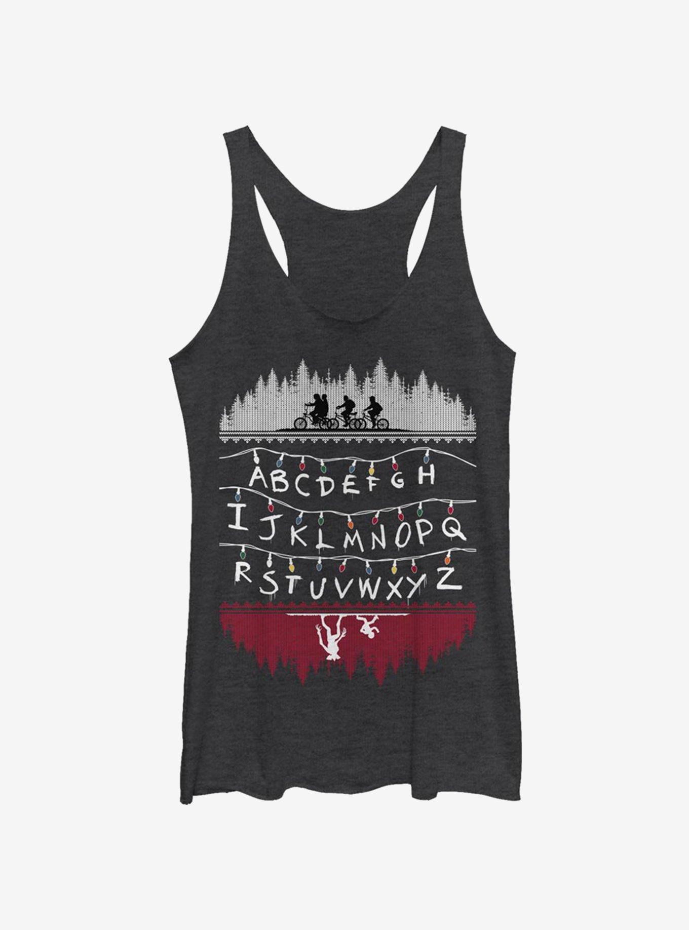 Stranger Things Alphabet Lights Womens Tank Top, BLK HTR, hi-res