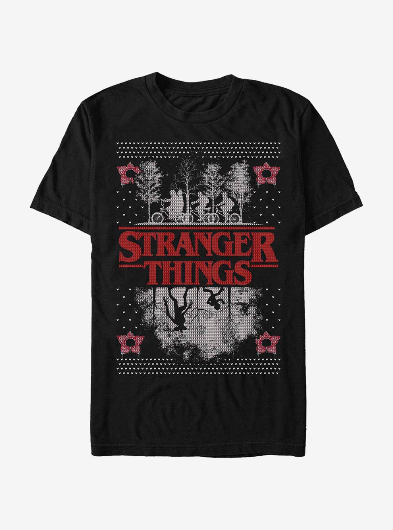 Stranger Things Upside Down Ugly Sweater T-Shirt, BLACK, hi-res