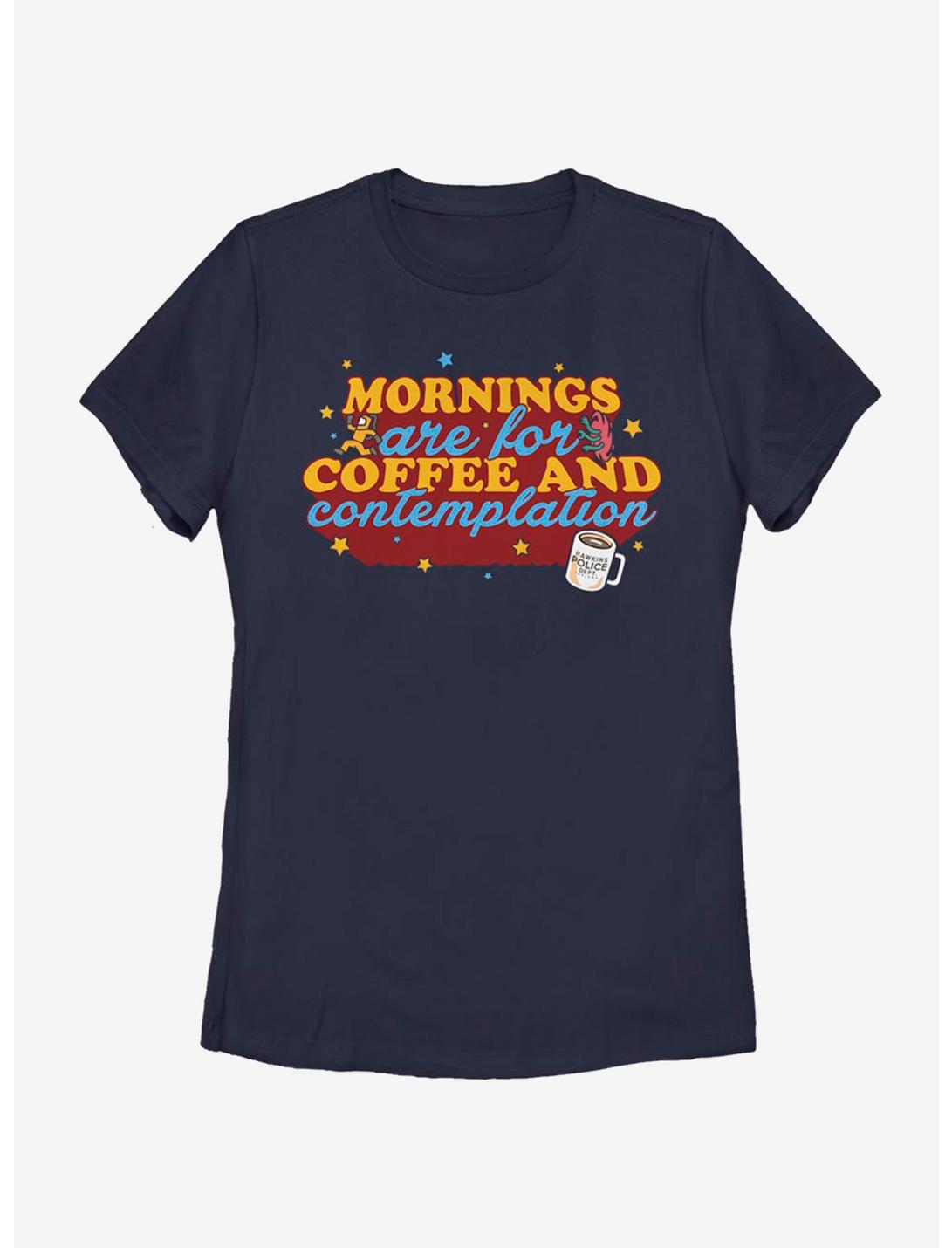 Stranger Things Coffee Contemplations Womens T-Shirt, NAVY, hi-res