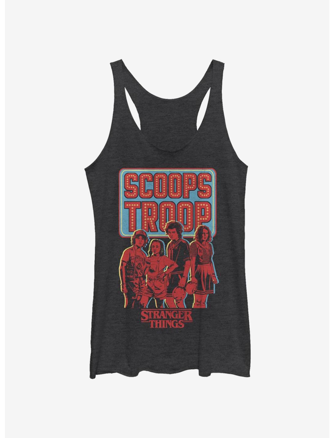 Stranger Things Scoop Troop Womens Tank Top, BLK HTR, hi-res