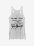 Stranger Things Hawkins Police Auto Womens Tank Top, WHITE HTR, hi-res