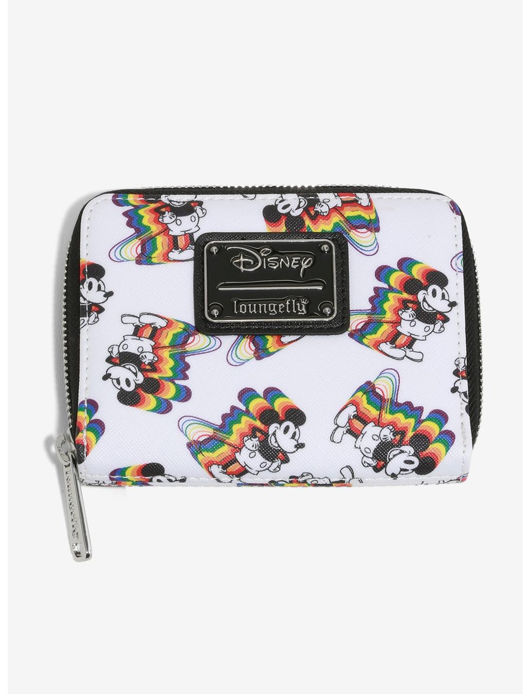 Loungefly Disney Rainbow Mickey Mouse Mini Zip Wallet, , hi-res