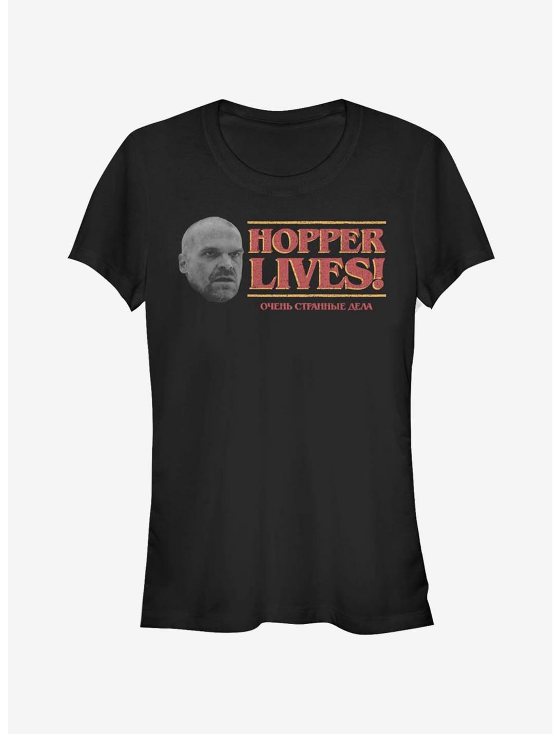 Stranger Things Hopper Lives Head Girls T-Shirt, BLACK, hi-res
