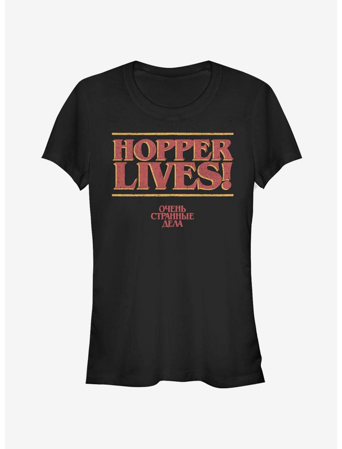 Stranger Things Hopper Lives Russian Girls T-Shirt, BLACK, hi-res
