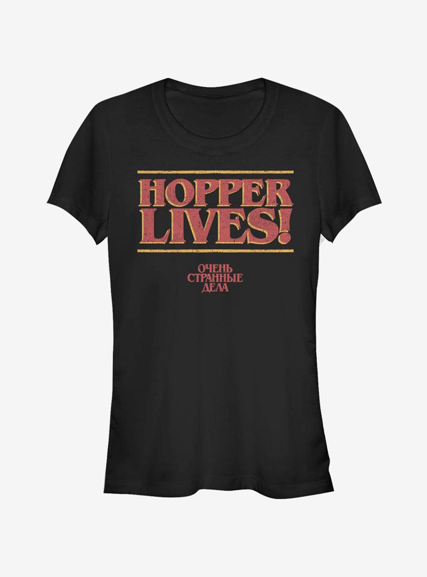 Stranger Things Hopper Lives Russian Girls T-Shirt, BLACK, hi-res