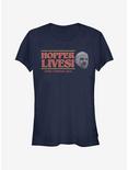 Stranger Things Hopper Lives Head Girls T-Shirt, NAVY, hi-res