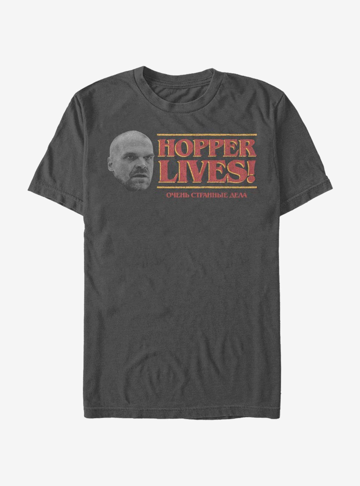 Stranger Things Hopper Lives Head T-Shirt, CHARCOAL, hi-res