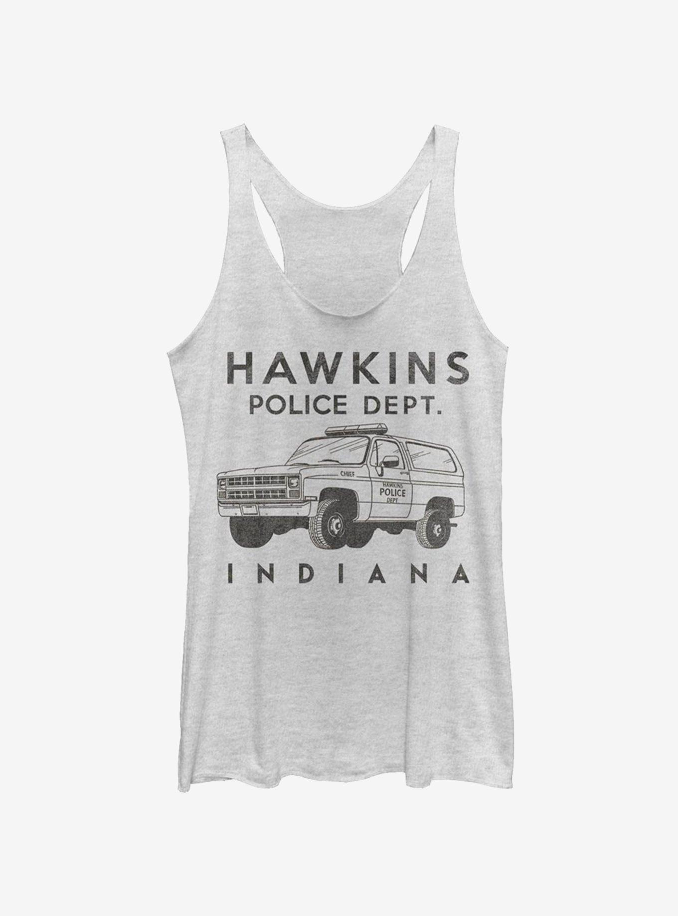 Stranger Things Hawkins Police Auto Girls Tank Top, WHITE HTR, hi-res