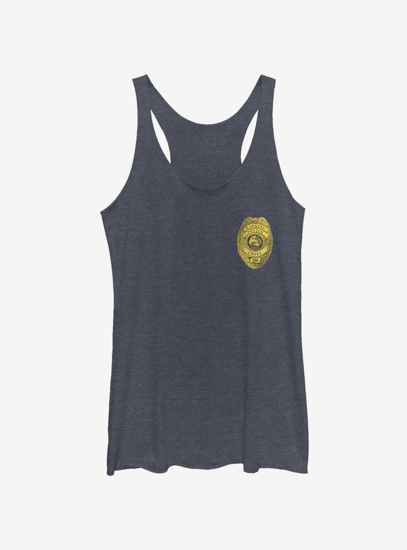 Stranger Things Hawkins Police Badge Girls Tank Top, NAVY HTR, hi-res